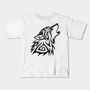 Tribal Wolf Howl Kids T-Shirt